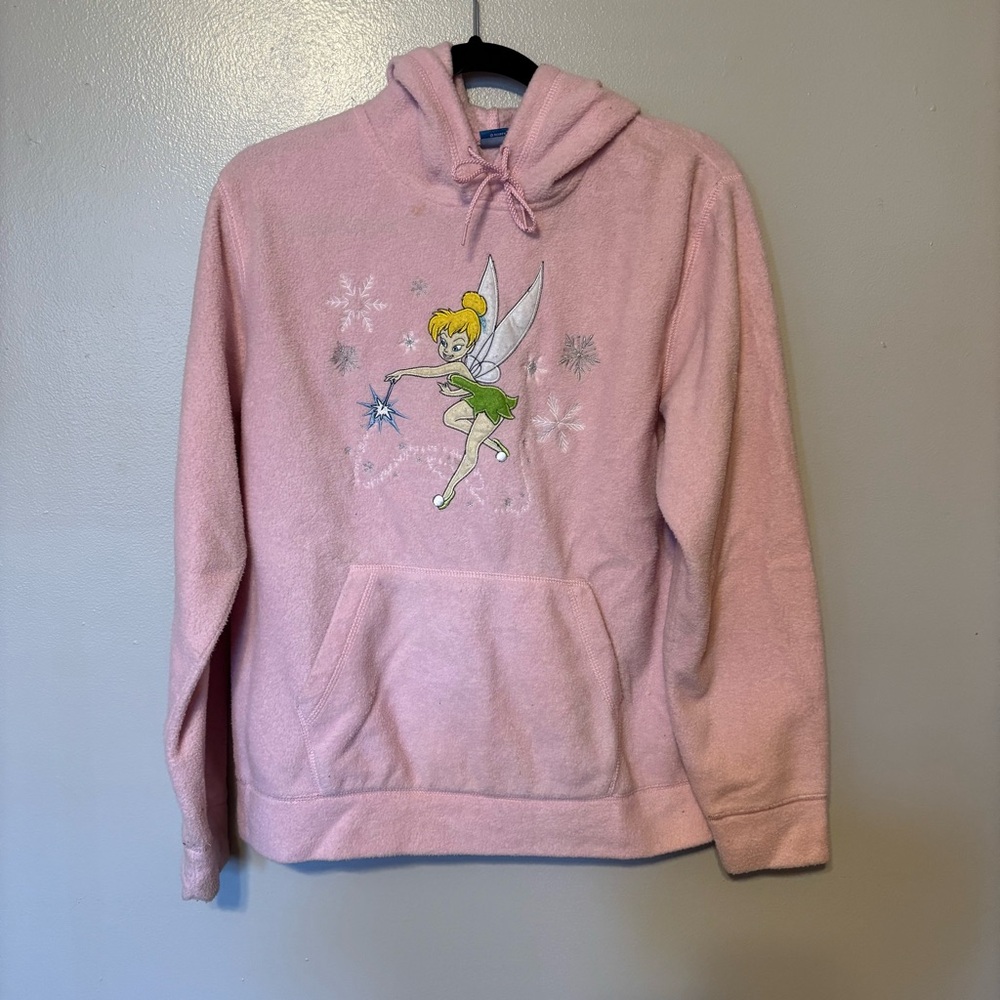 Vintage Y2K Disney Pink Tinkerbell Hooded Pullover with Drawstring Size Medium